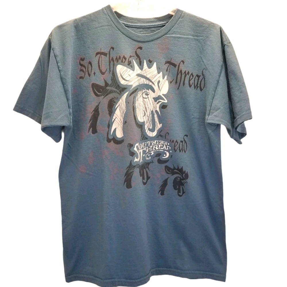 Southern Thread Men's Size Medium Shirt Top Short Sleeve Tee Blue